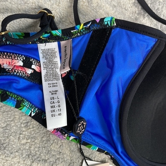 NWT Nanette Lepore Coquette Bikini in Damask Floral Multi Top Bottom Swim Sz L - Picture 12 of 14